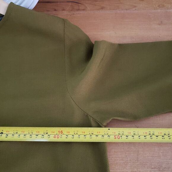 🦋3/$25 Topshop Size 2 Olive Green ¾ Sleeve Oversized Boho Top Tunic - Picture 5 of 10
